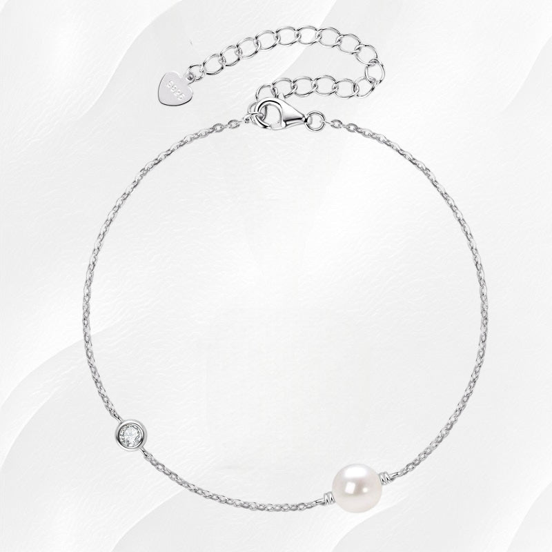 Ylova zilveren armband met parel en diamantje - Ylova