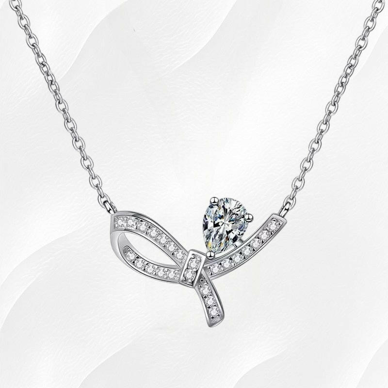 Ylova zilveren moissanite ketting met strik - Ylova