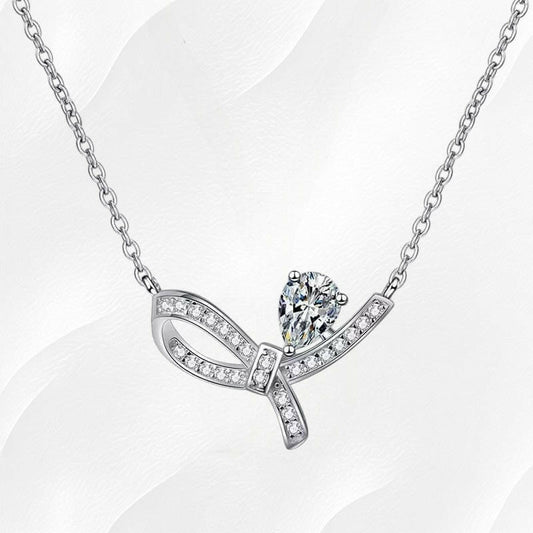 Ylova zilveren moissanite ketting met strik - Ylova