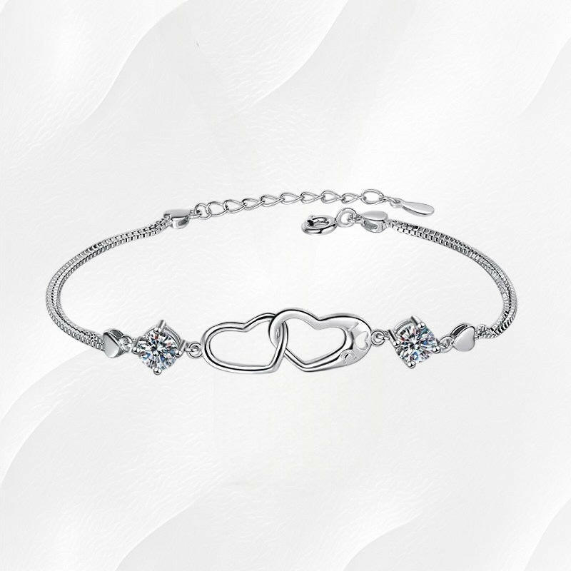Ylova zilveren moissanite hartjes armband - Ylova