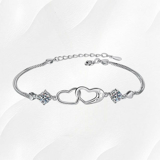 Ylova zilveren moissanite hartjes armband - Ylova