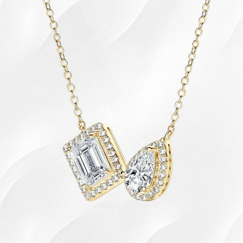 Ylova gouden ketting met moissanite diamant & druppel - Ylova