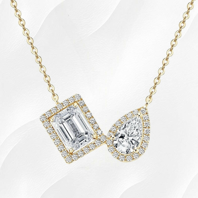 Ylova gouden ketting met moissanite diamant & druppel - Ylova