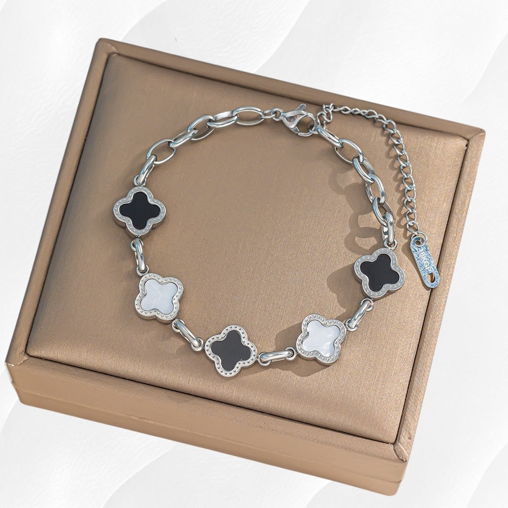 Zilveren armband met klavers - Ylova
