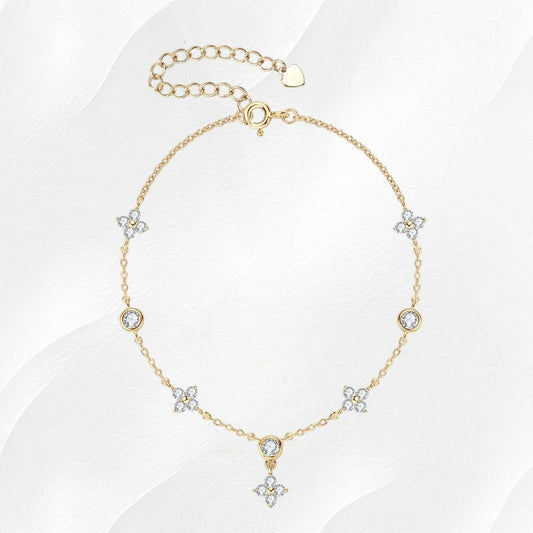 Ylova gouden armband met moissanite klaver & diamantjes - Ylova