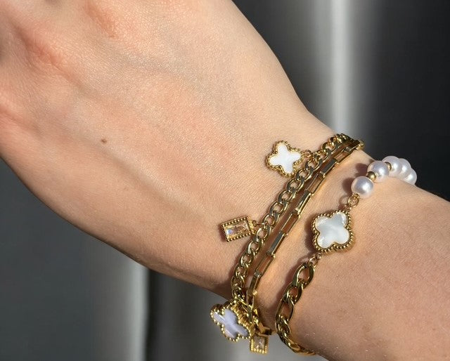 Gouden klaver armband