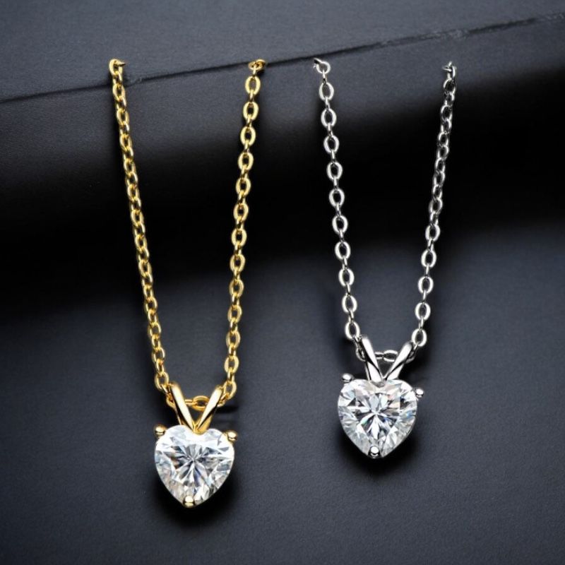 Ylova Zilveren Ketting met Moissanite Hart - Ylova