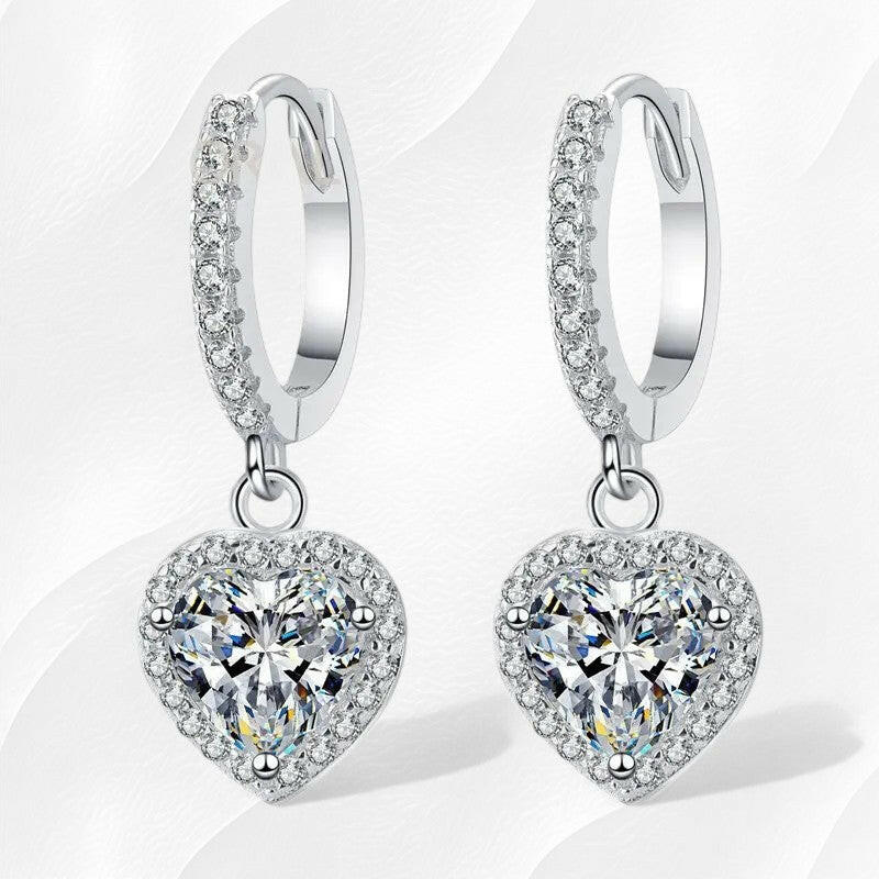 Ylova zilveren moissanite hartjes oorbellen - Ylova
