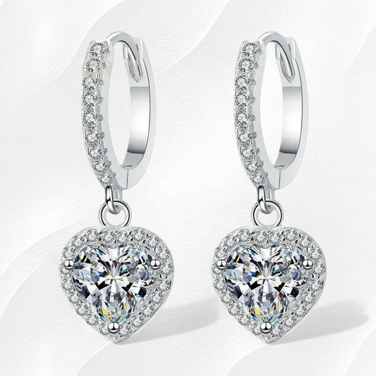 Ylova zilveren moissanite hartjes oorbellen - Ylova